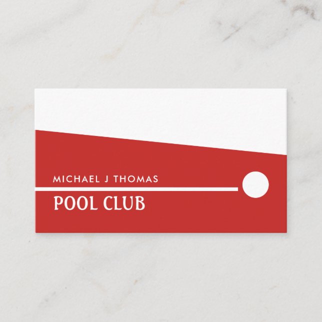 Cue Ball, Snooker Club, Pool/Snooker Player Visitenkarte (Vorderseite)