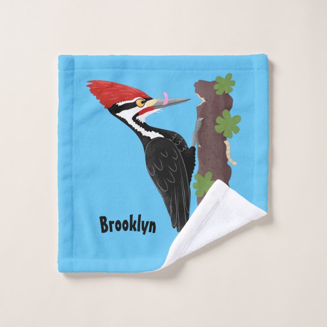 Cue drôle Pileated woodpecker dessin d'illustratio (Gant de toilette)