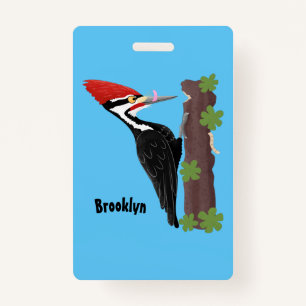 Cue lustige Pileated Woodpecker Cartoon Illustrati Ausweis