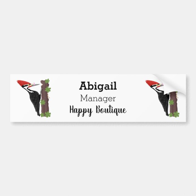 Cue lustige Pileated Woodpecker Cartoon Illustrati Autoaufkleber (Vorne)