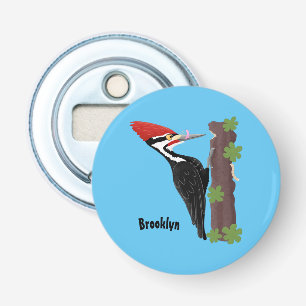 Cue lustige Pileated Woodpecker Cartoon Illustrati Flaschenöffner
