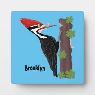 Cue lustige Pileated Woodpecker Cartoon Illustrati Fotoplatte