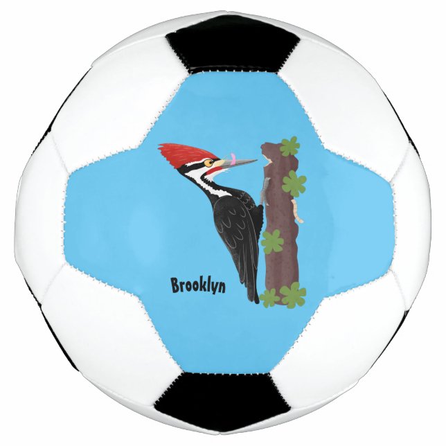 Cue lustige Pileated Woodpecker Cartoon Illustrati Fußball (Vorderseite)
