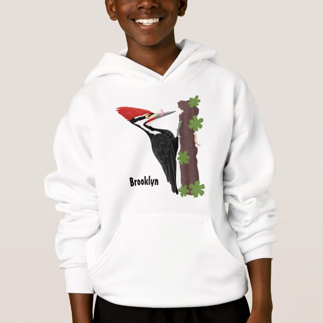 Cue lustige Pileated Woodpecker Cartoon Illustrati Hoodie (Vorderseite)