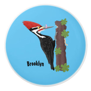 Cue lustige Pileated Woodpecker Cartoon Illustrati Keramikknauf