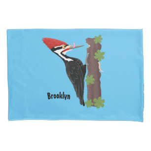 Cue lustige Pileated Woodpecker Cartoon Illustrati Kissenbezug
