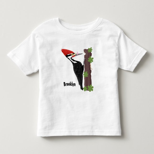 Cue lustige Pileated Woodpecker Cartoon Illustrati Kleinkind T-shirt (Vorderseite)