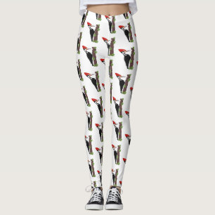 Cue lustige Pileated Woodpecker Cartoon Illustrati Leggings