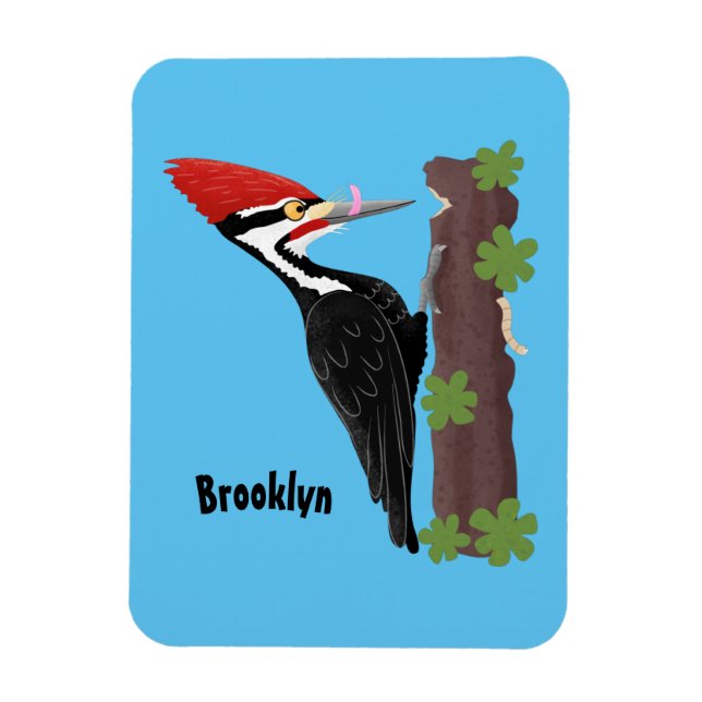 Cue lustige Pileated Woodpecker Cartoon Illustrati Magnet (Vertikal)