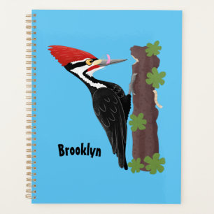 Cue lustige Pileated Woodpecker Cartoon Illustrati Planer