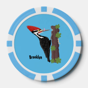 Cue lustige Pileated Woodpecker Cartoon Illustrati Pokerchips