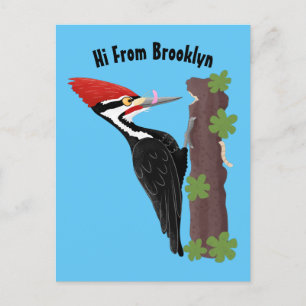 Cue lustige Pileated Woodpecker Cartoon Illustrati Postkarte