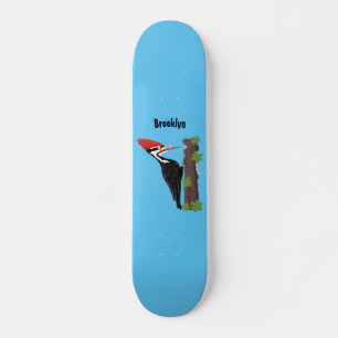 Cue lustige Pileated Woodpecker Cartoon Illustrati Skateboard