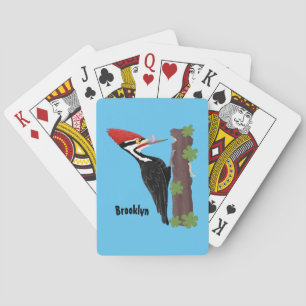 Cue lustige Pileated Woodpecker Cartoon Illustrati Spielkarten