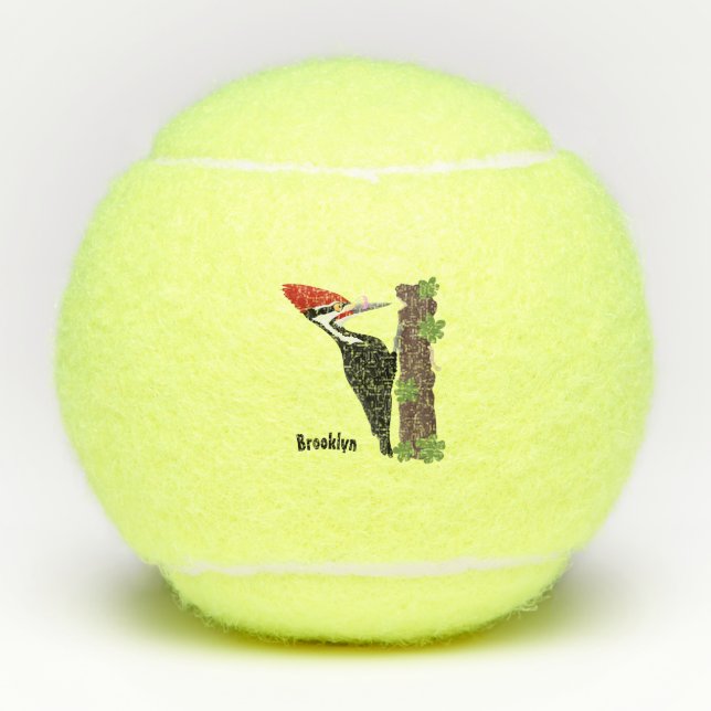 Cue lustige Pileated Woodpecker Cartoon Illustrati Tennisbälle (Vorderseite)