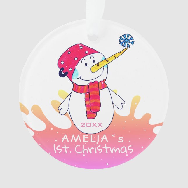 Cue Snowman Pink Baby`s First Christmas (devant)