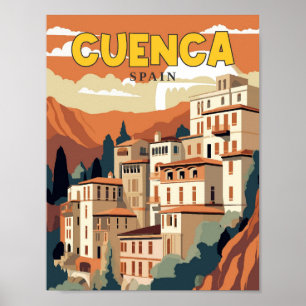 Cuenca Spanien Vintage Illustration Poster