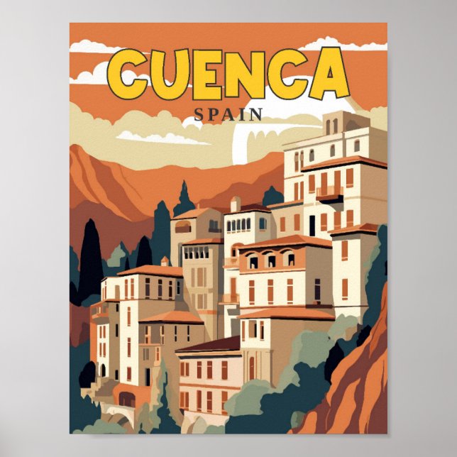 Cuenca Spanien Vintage Illustration Poster (Vorne)