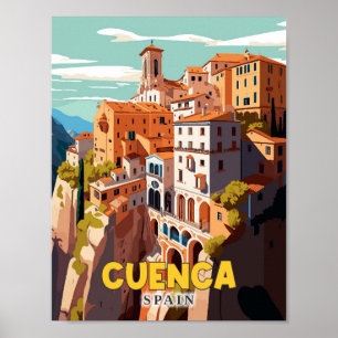 Cuenca Spanien Vintage Illustration Poster