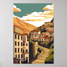 Cuenca Spanien Vintage Travel Illustration Poster