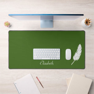 Cuir blanc cygne & Calligraphie de script sur vert