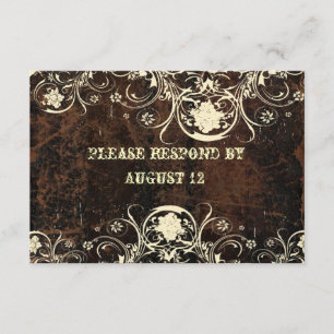 Cuir et dentelle éraillés RSVP avec des enveloppes