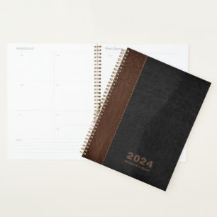 Cuir noir Brown Texte personnalisé