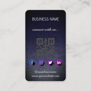 Cuir noir -Social Media QR Code Carte de visite