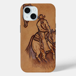 Cuir occidental cow-boy de rodéo à cheval