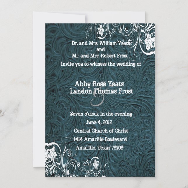 Cuir turquoise et faire-part de mariage blanc de (Devant)