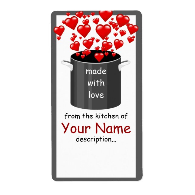 Cuire avec Étiquette de Cuisine d'amour (Devant)