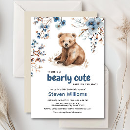 Cuire ours aquarelle garçon baby shower invitation