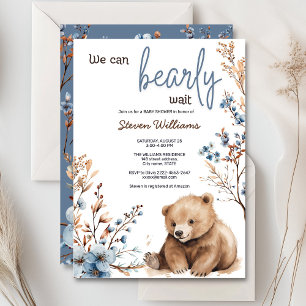 Cuire ours aquarelle garçon baby shower invitation