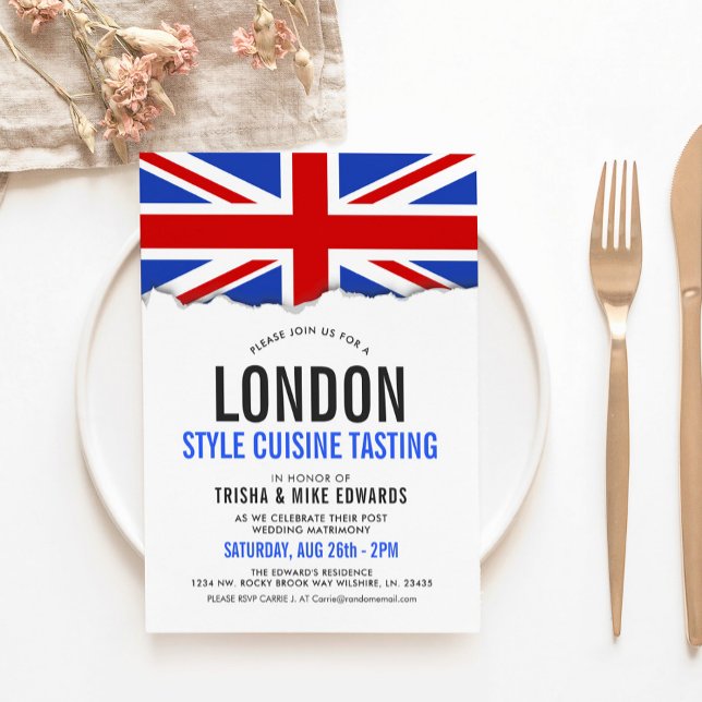 Cuisine À Thème Londres | Invitation blanc du drap (Créateur téléchargé)