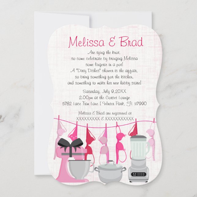Cuisine amusante Lingerie nuptiale Invitation (Devant)