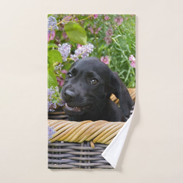 Cuisine Black Labrador Retriever Chien Chiot Chiot (Serviette à main)
