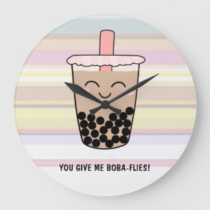 Cuisine Boba Tea Milk Pun Acrylique Mur Horloge