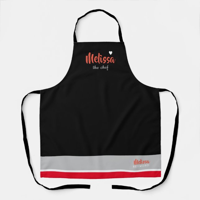 cuisine chef tablier noir avec son nom (Recto)
