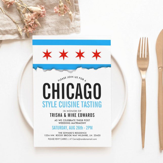 Cuisine de Chicago | Invitation du drapeau du part (Créateur téléchargé)