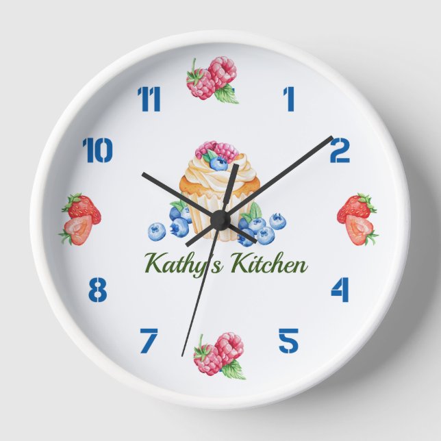 Cuisine Délices Horloge Mur, 8" Arrondi Acrylique (Recto)