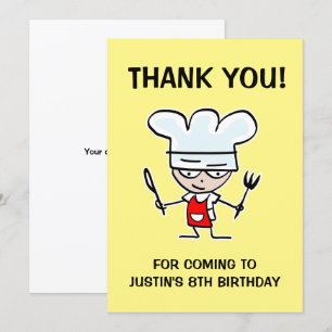 Cuisine enfant amusant carte de remerciements fête