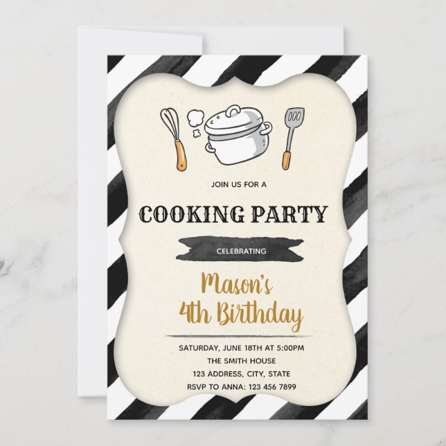 Cuisine enfant invitation fête anniversaire (Devant)