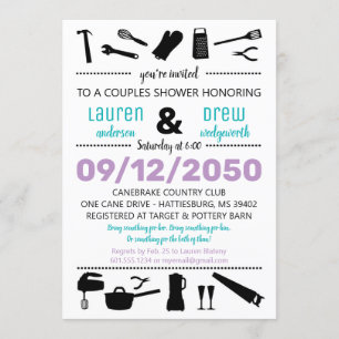 Cuisine et outils Invitation Mariage Couples Douch