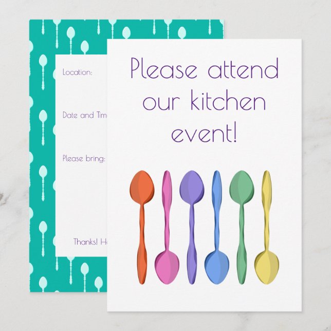 Cuisine Événement Spoons Invitation (Devant / Derrière)