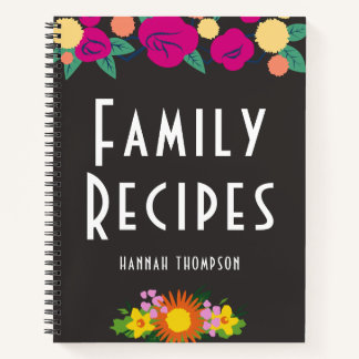Cuisine familiale personnalisée Livre floral blanc