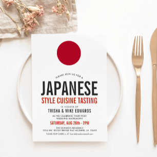Cuisine japonaise   Invitation blanc du drapeau du