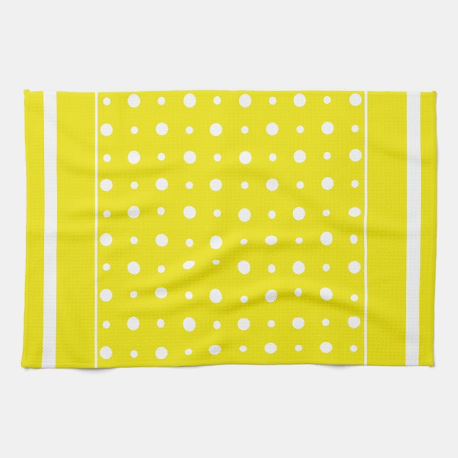 Cuisine Jaune ou Serviette de thé avec Pois blancs (Horizontal)