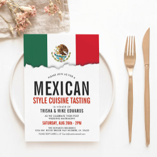Cuisine mexicaine   Invitation blanc du drapeau du