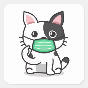 CUISINE NOIRE ET BLANCHE AVEC Stickers Carré MASQU