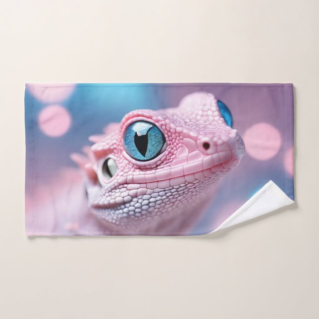 Cuisine Petit Lézard Rose aux Grands Yeux Bleus (Serviette à main)